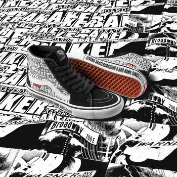 Férfi Vans x Baker Sk8-Hi Pro Magasszárú Cipő VA1527064 Fekete/Fehér